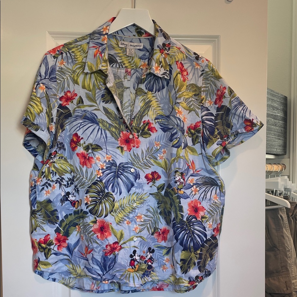 Disney Tropical Floral Blouse - Blue and Red